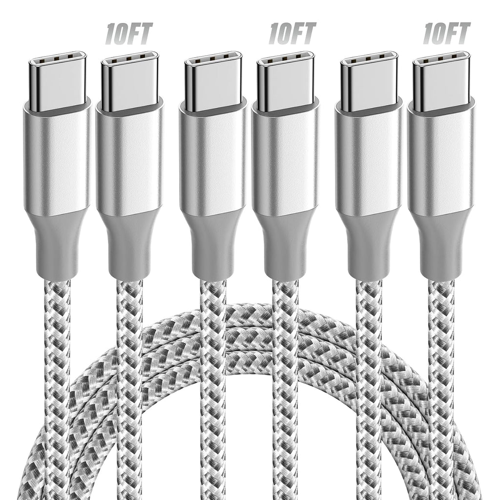 USB C to USB C Cable 10ft 3 Pack 60W Fast Charging Long Charger Cord