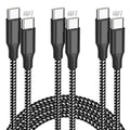 60W USB C to USB C Cable 10ft 3 Pack Fast Charging Braided Cord