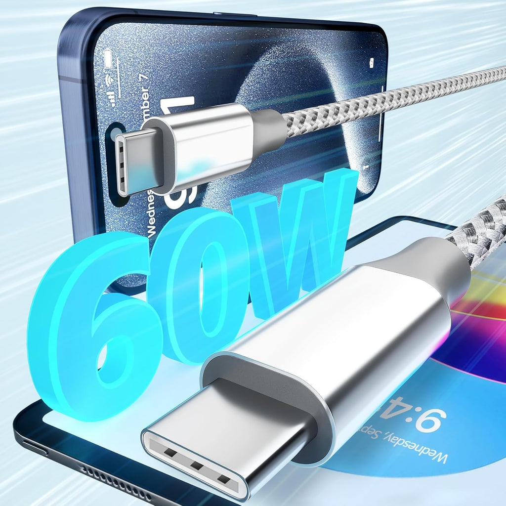USB C to USB C Cable 10ft 3 Pack 60W Fast Charging Long Charger Cord