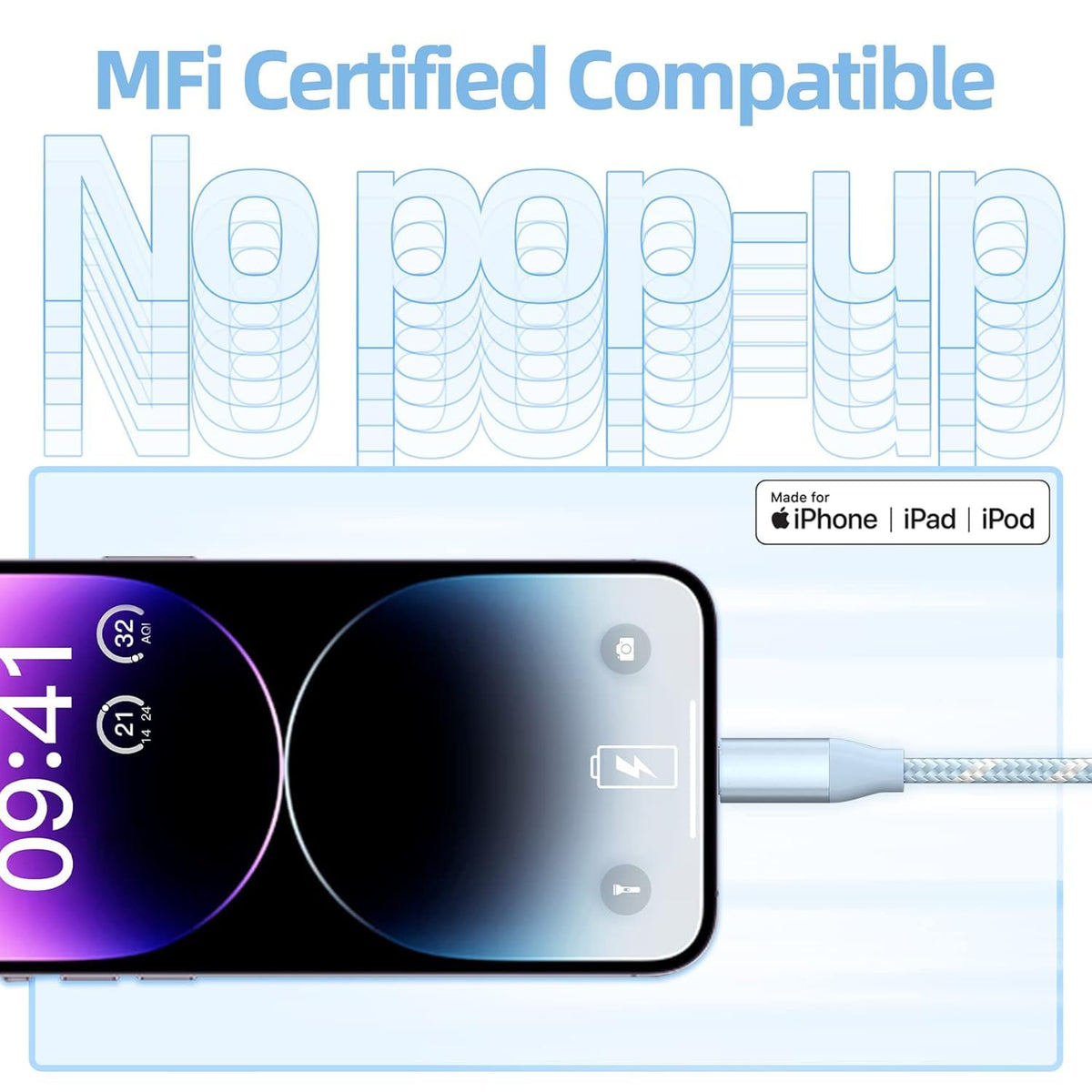 USB C to Lightning Cable 3 Pack 6FT iPhone Fast Charger MFi Certified